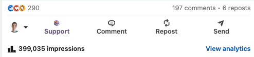 399 035 wyświetleń pojedynczego posta na LinkedIn