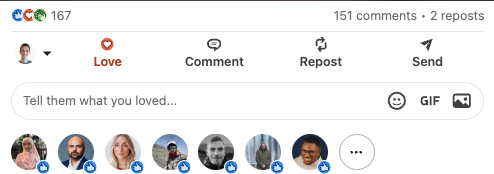 Zaangażowanie pod postem na LinkedIn